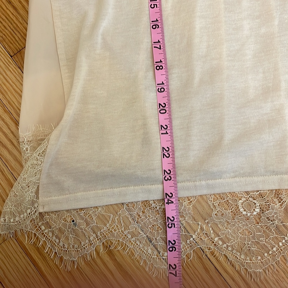 Molly Bracken Knit Top w Pleated Back and Lace Detailing, Cream, sz XS - Picture 15 of 15